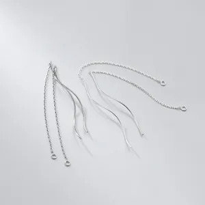 Catena a filo per orecchini a onda placcata argento S925 per gioielli fai da te