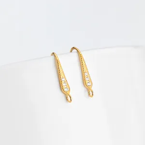 Crochets de boucles d'oreilles en argent S925 doré avec zircone pour bijoux DIY.