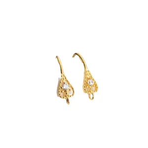 Crochets d'oreilles élégants en argent doré S925 avec zircone pour bijoux DIY