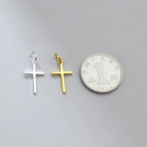 Minimalist S925 silver and gold plated smooth cross pendants for DIY jewelry making