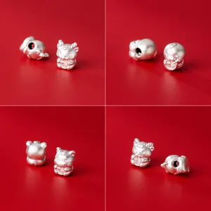 Perline zodiacali 3D in argento sterling 999 per creazione braccialetti fai da te