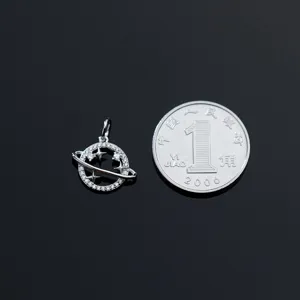 S925 sterling silver planet pendant with micro-pave sparkling stones and star details