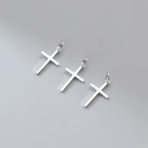 Minimalist S925 sterling silver cross pendants for DIY jewelry making and bracelet charms.