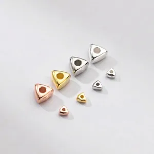 S925 Sterling Silver Geometric Triangle Spacer Beads Crushed Silver Style DIY Handmade Jewelry Making Findings Components Accessories