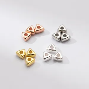 S925 sterling silver geometric triangle spacer beads in gold silver and rose gold