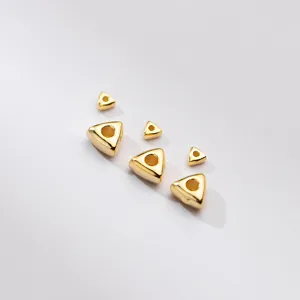S925 sterling silver geometric triangle spacer beads in gold for DIY jewelry making