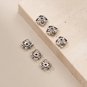 Coupelles de perles fleurs évidées en argent S925 et perles intercalaires vintage DIY