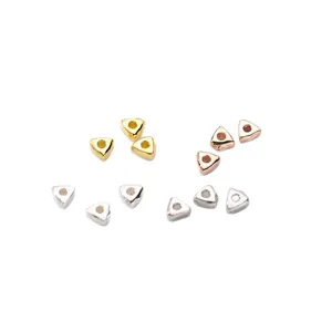 S925 sterling silver geometric triangle spacer beads in gold silver and rose gold