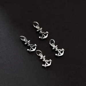 Set of four S925 sterling silver nautical anchor charms for DIY jewelry making