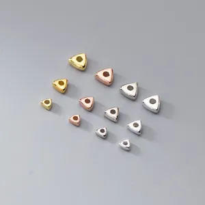 S925 sterling silver geometric triangle spacer beads in gold rose-gold and silver