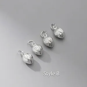 Four pieces of S999 sterling silver lotus seed pod charms for DIY jewelry making