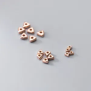 S925 silver rose gold geometric triangle spacer beads for handmade DIY jewelry making