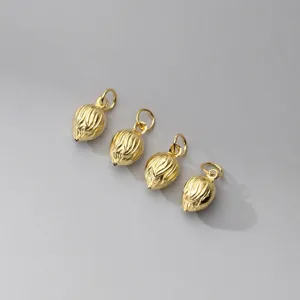 S999 silver 18K gold plated seed bell pendants for DIY handmade jewelry crafting