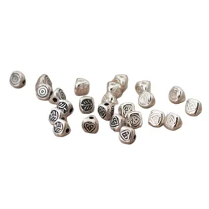S925 matte silver spacer beads with leaf and heart patterns for DIY jewelry