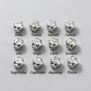 Perline distanziatrici geometriche 12 segni zodiacali in argento 925 retrò per gioielli DIY