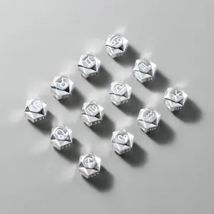 Perline distanziatrici geometriche 12 segni zodiacali in argento S925 antico