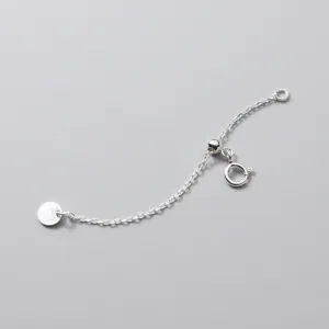 S925 sterling silver extension chain with silicone slide bead for bracelets