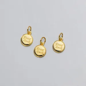 S925 sterling silver Good Luck engraved round charm pendants for jewelry DIY