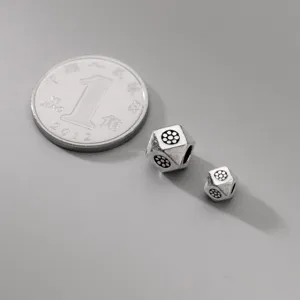Vintage S925 sterling silver geometric faceted spacer beads for DIY jewelry making