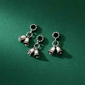 Breloques clochette double en argent 925 vieilli pour bijoux DIY
