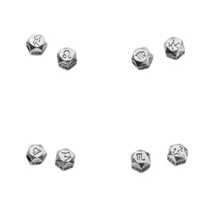 Perline distanziatrici geometriche vintage in argento sterling S925 zodiaco per gioielli DIY