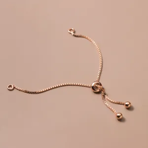 Premium adjustable S925 sterling silver rose gold box chain extension for DIY jewelry making