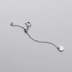 S925 sterling silver extension chain with adjustable silicone bead for jewelry