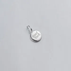 Minimalist S925 sterling silver Good Luck round pendant charm for DIY jewelry making