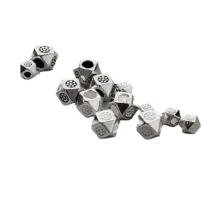 S925 Thai Silver Geometric Faceted Square Spacer Beads for DIY Bracelet Making