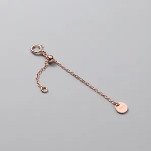 Rose gold plated S925 sterling silver extender chain with adjustable silicone bead