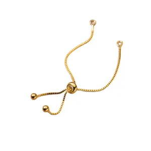 Gold-plated S925 sterling silver adjustable sliding box chain for DIY jewelry making