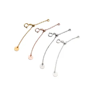 S925 sterling silver extension chains with adjustable silicone beads in four colors