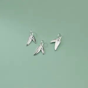 Minimalistischer Bambusblatt-Anhänger aus S925 Silber für DIY-Schmuck und Armbänder