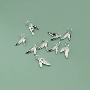 Hochwertige S925 Sterling Silber Bambusblatt-Anhänger für DIY-Schmuck und Kettenanhänger