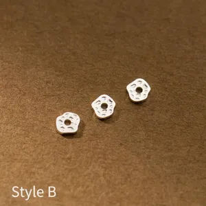 S925 sterling silver irregular hammered spacer beads for DIY bracelet jewelry crafting