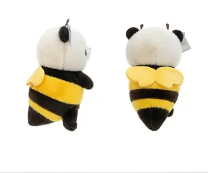 Detailed rear and side views of a soft panda-bee hybrid plush toy with cute wings and antennae.