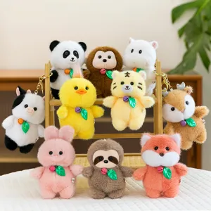 Cute Forest Animal Plush Keychain Sloth Panda Deer Tiger Stuffed Animal Keychain Backpack Bag Hanging Ornament For Boys Girls Gift