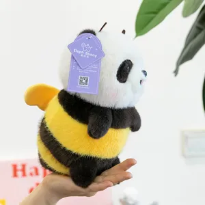 Cute panda bee hybrid plush toy with yellow stripes and wings, perfect for kids gifts