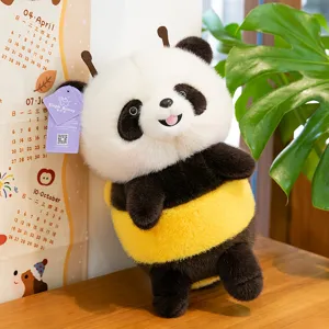 Adorable panda bee hybrid plush toy with soft fuzzy texture, creative gift for kids