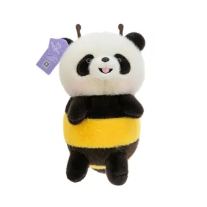 Adorable plush bee panda stuffed animal toy with soft fuzzy texture for creative birthday gift