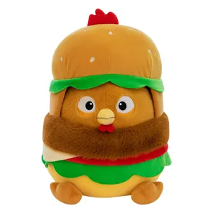 Adorable chicken burger plush toy with soft stuffing and colorful layers for home decor