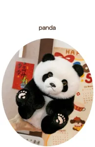 Detailed macro shot of a realistic panda plush toy with soft faux fur texture