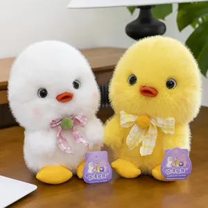 Adorable fluffy plush duck stuffed animals in white and yellow colors for home decor