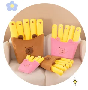 Cojines de peluche de patatas fritas de carpincho en rosa y marrón en varios tamaños