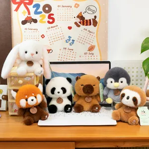 Cute assorted animal plush toys collection including panda and rabbit for kids birthday gifts