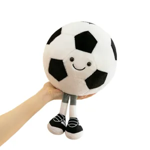 Adorable plush soccer ball toy with dangling legs and cute smiley face for kids birthday gift