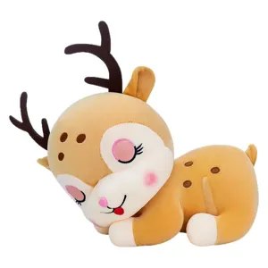 Simpatica renna di peluche dormiente morbido cerbiatto animale regalo decorativo
