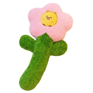 Zacht pluche bloemenkussen met schattig bijengezicht voor bed en decoratie