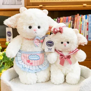Cute White Sheep Plush Toy Stuffed Lamb Doll Sailor Apron Style Soft Plushie For Girls Valentine Day Birthday Gift Decor
