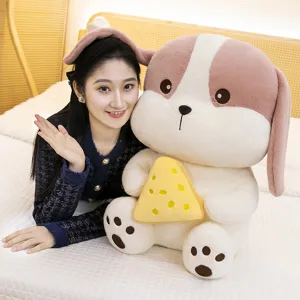 Large cheese dog plush toy for kids as a soft soothing companion animal pillow